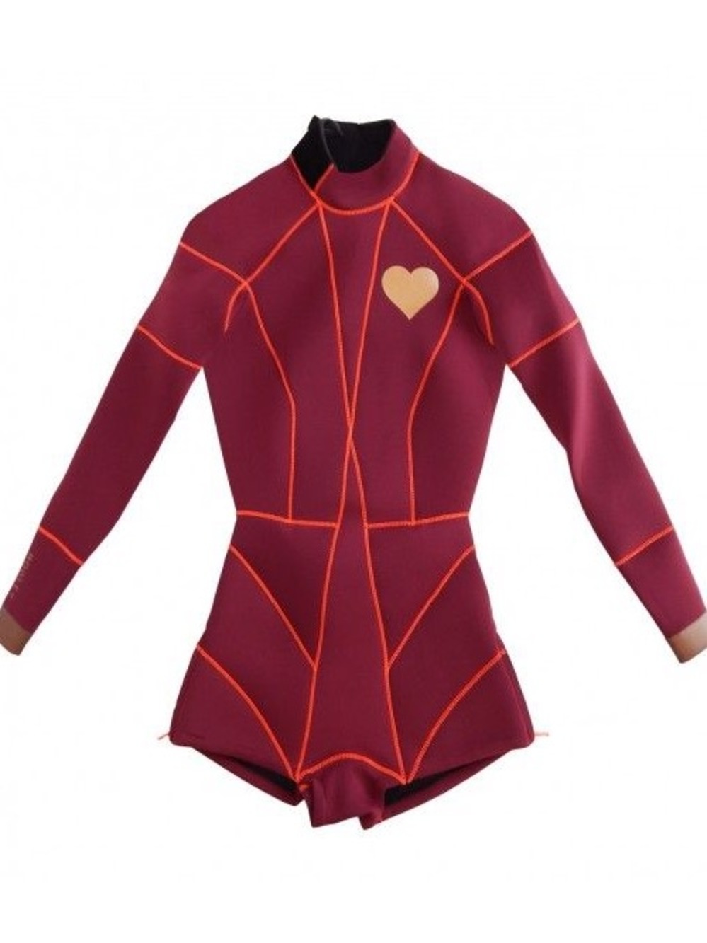 Cynthia Rowley Wetsuit with Neon Orange Piping and Heart Detail